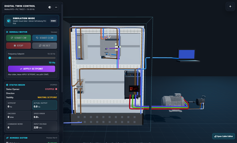 Sistem kendali dan monitoring motor tiga fasa berbasis web